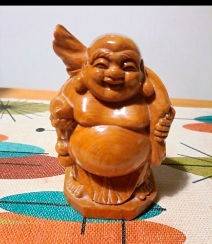 Carved wooden buddha - carved, figurine