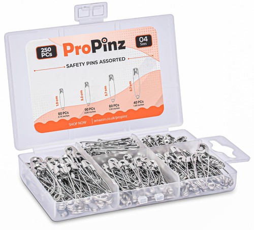250x safety pins assorted - pins, 4