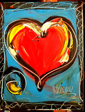 RED HEART  painting Abstract Modern Art  Contemporary  WALL DECOR Y3G4F