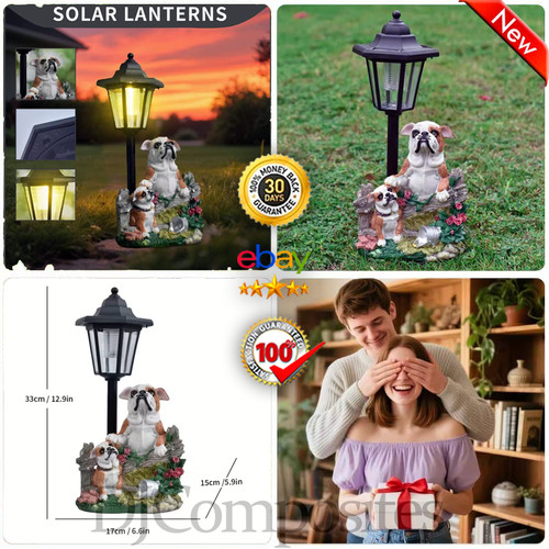 Solar english bulldog statues - english,