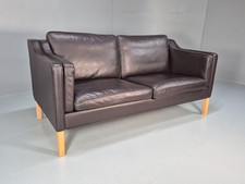 Mid Century Two Seater Sofa Danish Black Leather Mogensen Vintage  EB10107 M2SS