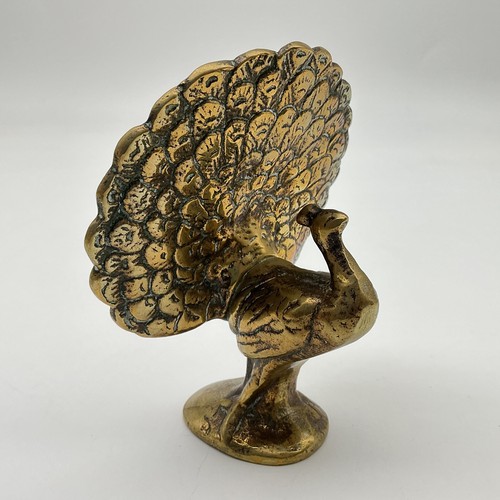 Brass peacock figurine - peacock,
