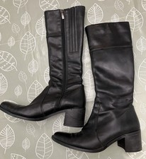 Duo Black Leather Ladies Tall Boots, Slim Calf Fitting.