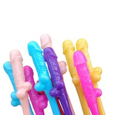 12 X Rainbow Willy straws Hen