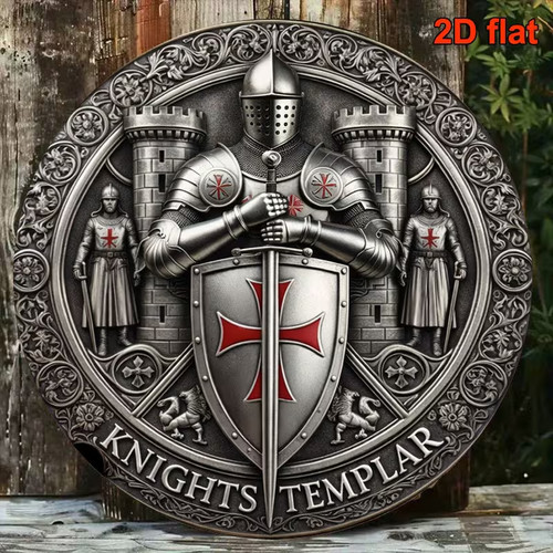 Knights templar round metal - knights,