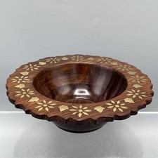 Wooden Bowl Inlaid Brass Edge