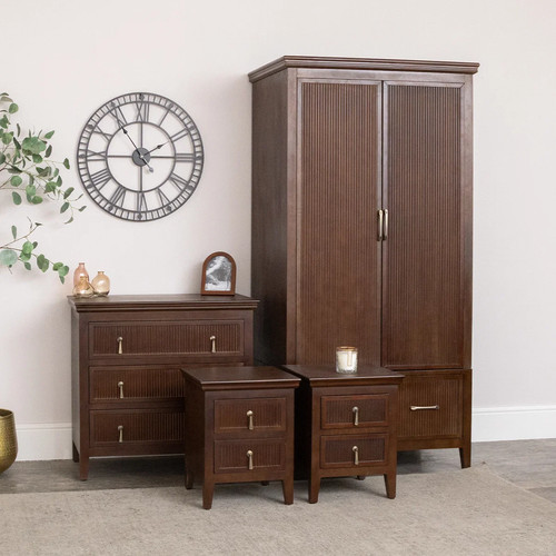 Wooden reeded wardrobe - wardrobe,, 3