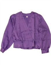 VINTAGE Womens Crop Double Breasted Shirt Blouse IT 46 Large Purple DL06