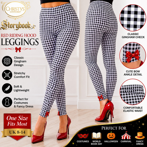 Black white check leggings - white,