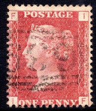 QV 1d Penny Red SG43 / SG44 Plate 103 Letters IF Good Used