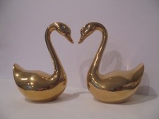 PAIR OF VINTAGE BRASS SWANS - HEIGHT 6"