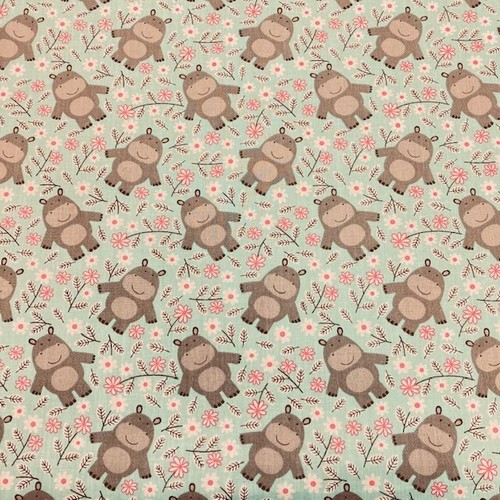 Hippos aqua polycotton by - on,