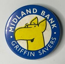 vintage Midland Bank Children's griffin Savers Club Pin Badge advertising 38 mm 