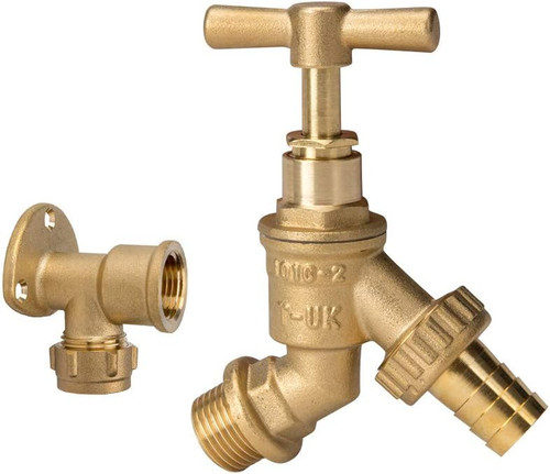 Garden brass water bib - bib, tap