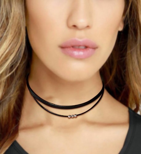 Black leather choker - 90's,