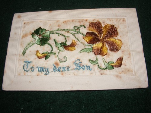 Vintage postcard embroidered - vintage,