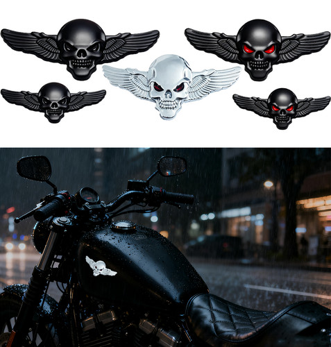 Metal skull wings motorcycle - metal,
