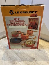 Vintage Le Creuset White 5 piece set With Frying Pan & Casserole & Rack Boxed BN