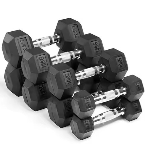Hex dumbbells cast iron rubber - dumbbells,