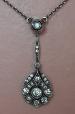 Silver and Paste Pendant Necklace 900 Silver Belle Epoque 42cm 16.5 Inches