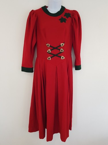 Vintage red dress dirndl green - dress,