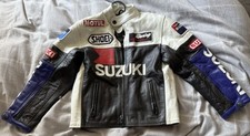 Suzuki Racing team Genuine Leather Jacket Kids M - Black Red Blue White