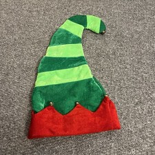 Velvety Soft Christmas Elf Dress Up Hat With Bells Green & Red