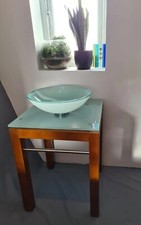 Frosted Glass Bathroom Sink Bowl  Basin & Stand Matching Glass top & Towel Rail 