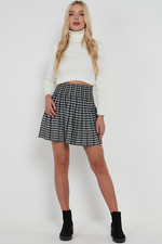 Womens Dog Tooth Pleated Skirt