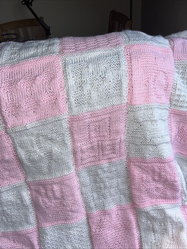 Hand knitted pink and white - and,