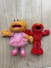 Sesame Street Live Ballerina Zoe AND Elmo Soft Plush Toy Stuffed Teddy Vintage