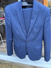 Marks And Spencer Suit Blue (indigo) R Jacket 38 skinny Trousers 32W 31L