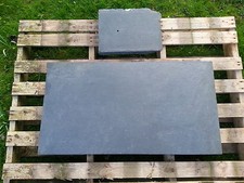 LARGE SLATE SLAB STONE GARDEN ORNAMENT TABLE TOP + SMALL SLAB