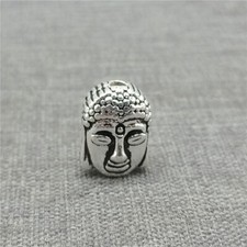 2pcs of 925 Sterling Silver Buddha Statue Beads 2-Sided for Buddhism Buddhist