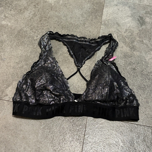 Pink lace racerback bralette - lace,