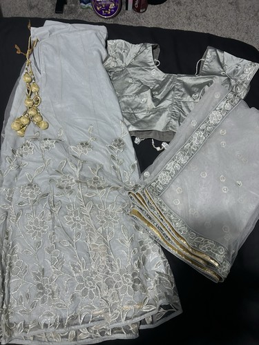 Grey silver lehnga size - silver,