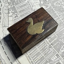 Vintage Wooden Snuff Box Brass