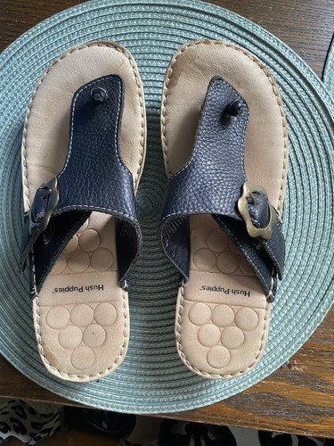 Brown leather hush puppies - brown,