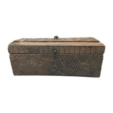 19th Century Chip Carved Wooden Storage Box