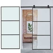 Indoor 6ft Sliding Door Track Barn Door Hardware Set Kit Single Door Black