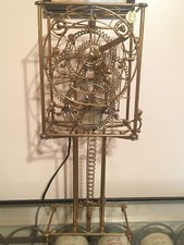 Outstanding Working GORDON BRADT Kinetic Sculpture Brass 7 Man Motion Clock