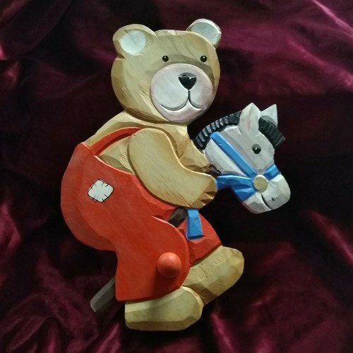 Painted wooden teddy - painted, hobby
