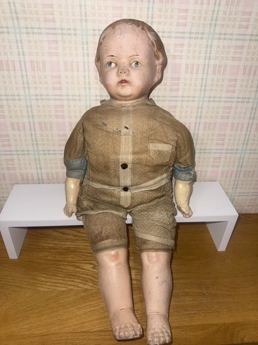 Antique papermache doll - papermache,