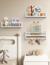 Mazjoaru Nursery Floating Book Shelves for Wall Set of 3 White Small Book Shelve