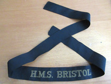 H.M.S. BRISTOL - Royal Navy  Cap Tally -  Naval Ribbon   Cap Band  1973-2020