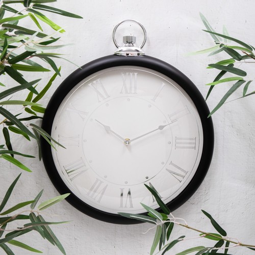 Black silver wall clock - &,
