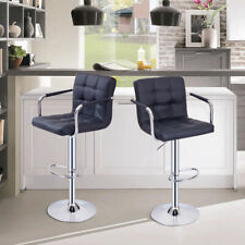 Modern Adjustable Height Swivel Bar Stool Faux Leather Seat Bars and Cafes Chair