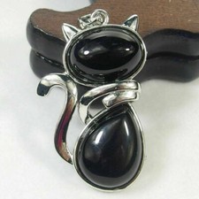 Natural Gemstone Cat Pendant