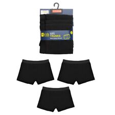Boys/kids 3 Pack Boxer Trunks Underwear Shorts Black Waistband Age 7-13 Cotton