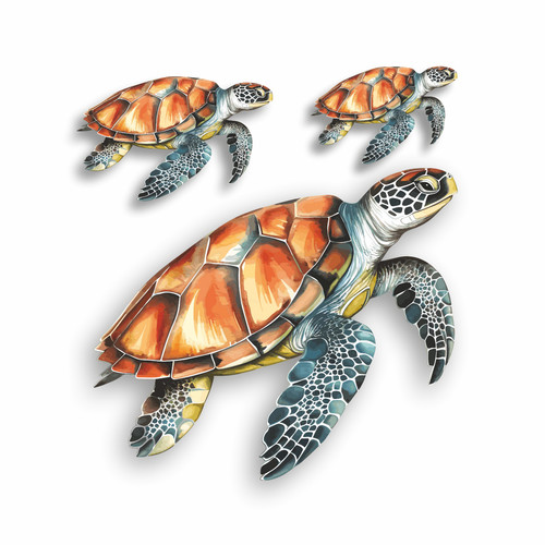 Sea turtle bathroom vinyl - x3,